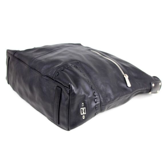 ROOMY Cezar Mizrahi BLACK GENUINE LEATHER SHOULDER BAG HANDBAG TOTE HOBO PURSE - Picture 9 of 16